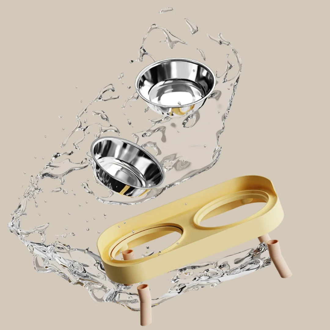 NEW Arrivals 4 Colors Cat Bowl Stainless Steel Double Bowl Anti Knock Pet Bowl Water and Food Integrated Cat and Dog Bowl Protects Cervical Spine