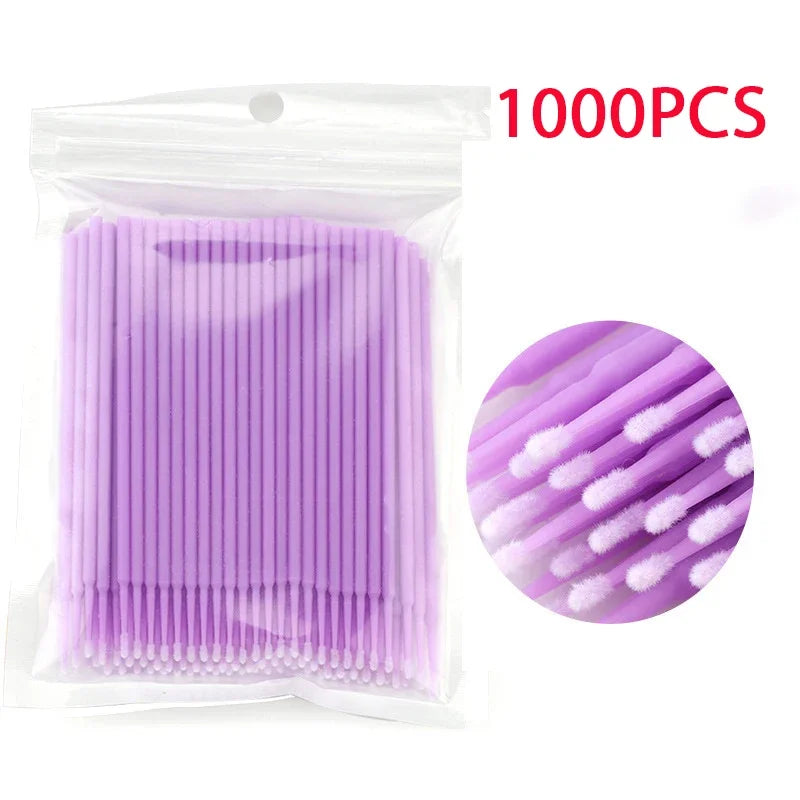 500/1000PCS 4 Colors Eyelash Wool Fiber Cleaning Brush Highly Colorful Crystal Brush Eyelash Micro Brush Beauty Makeup Clean Remover Tool Women Cosmetic Accessories