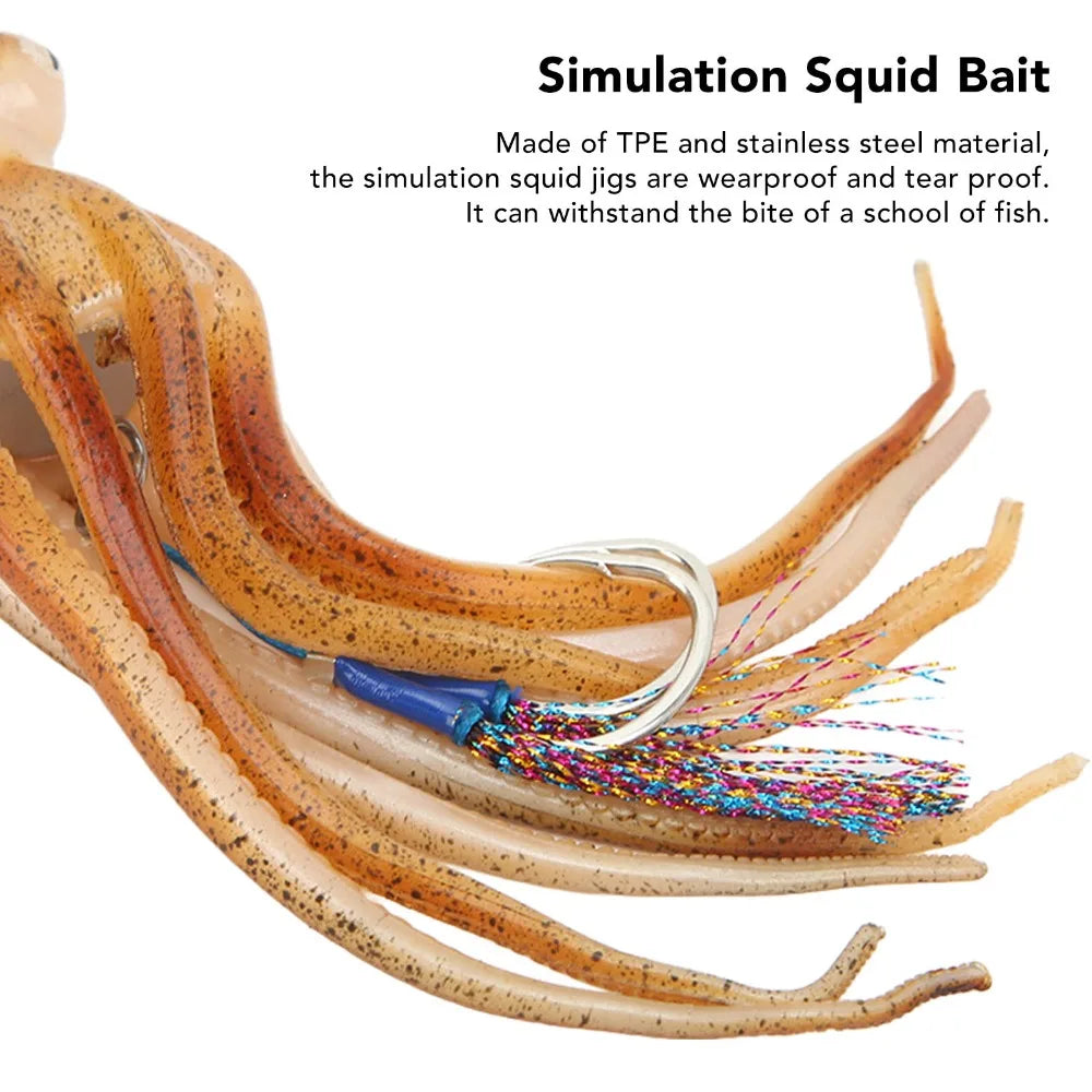 250gr-20CM  Ocean Fishing Portable Simulation Octopus Lures Soft TPE Octopus Jig 250g with 10 Ink Tablets Octopus Swimbait Ocean Fishing