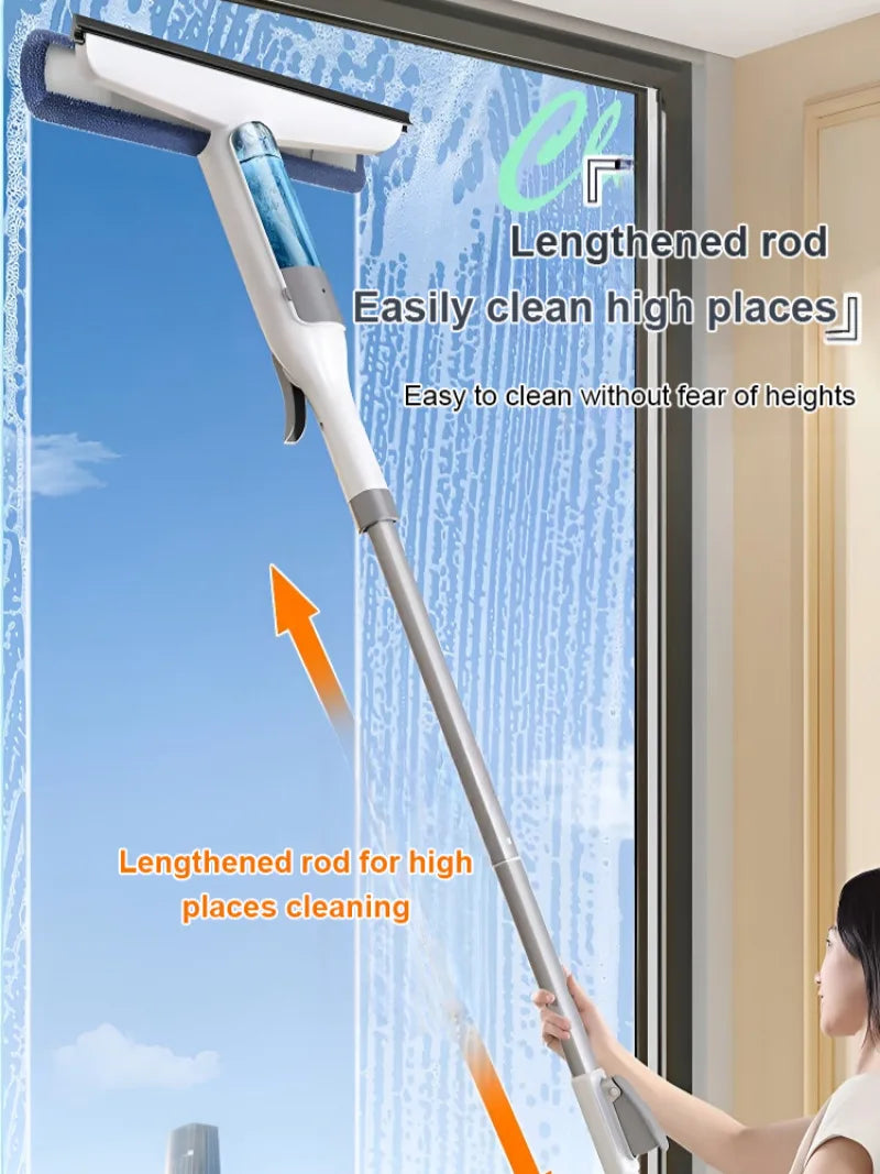 Upgraded Cutting-Edge High Pressure Misting Glass Cleaner and Water Scraper Combo Window Scrub Glass Doors Cleaner Home Office Cleaning Supplies