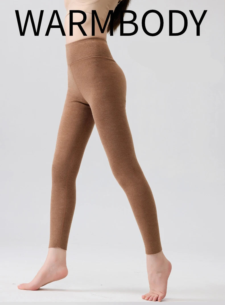 M-5XL Plus Size Chubby Women Thermal Leggings 7A Antibacterial Cashmere Silk Winter High Waist Elastic Pantyhose Warm Pants Outdoor Running Hiking Fitness Women Sports Clothing Supplies