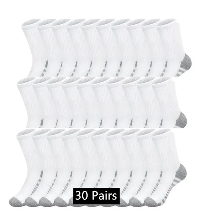 NEW Arrivals 10/20/30 Pairs Set Women Men's Classic Crew Socks Unisex Sports Socks Cycling Running Basketball Anti-Slip Outdoor Breathable Socks Sports Apparel Accessories