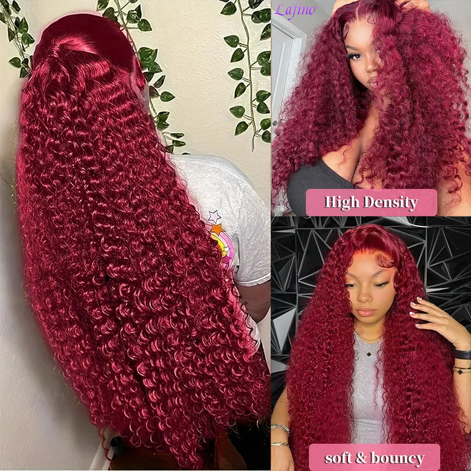 NEW Arrivals 8-36Inches Wet And Wavy 99j Lace Frontal Brazilian Wig Human Hair Burgundy 13x6 HD Lace Frontal Human Natural Hair Wig Red Curly Lace Front Human Hair Wigs