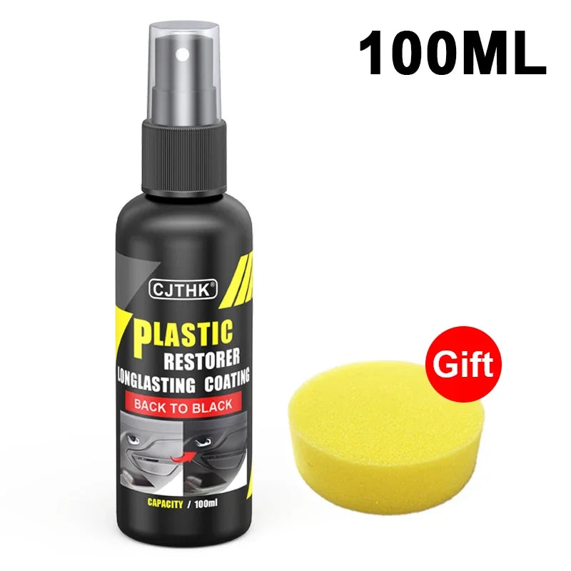 NEW Arrivals Car 300ML + Towel+ Sponge Set Plastic Restorer Back To Black Gloss Plastic Renovator Long Lasting Coating Leather Restore Auto Polish Cleaning Products Car Accessories