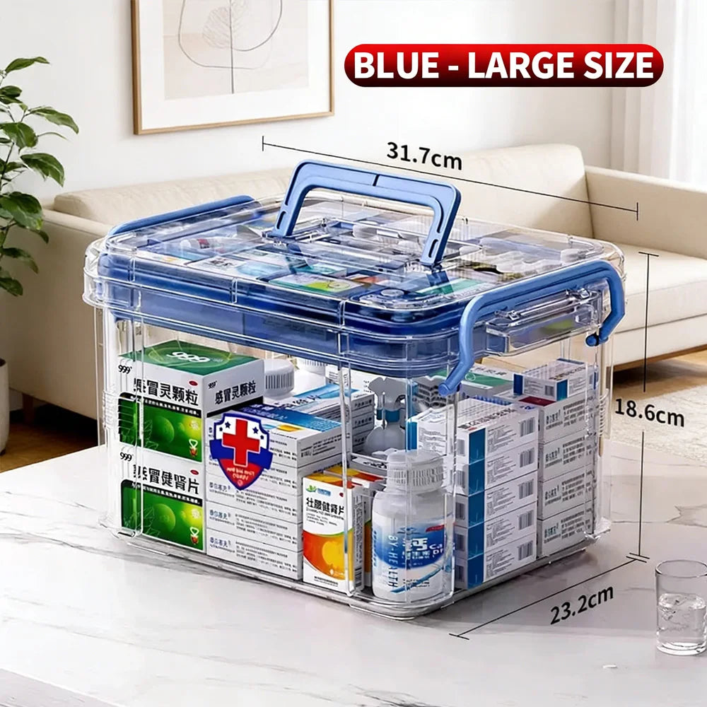 Small and Large Size Multifunctional Home Medical Box Double Layer Medicine Chest Portable Emergency Drug Storage Case Family First Aid Kit