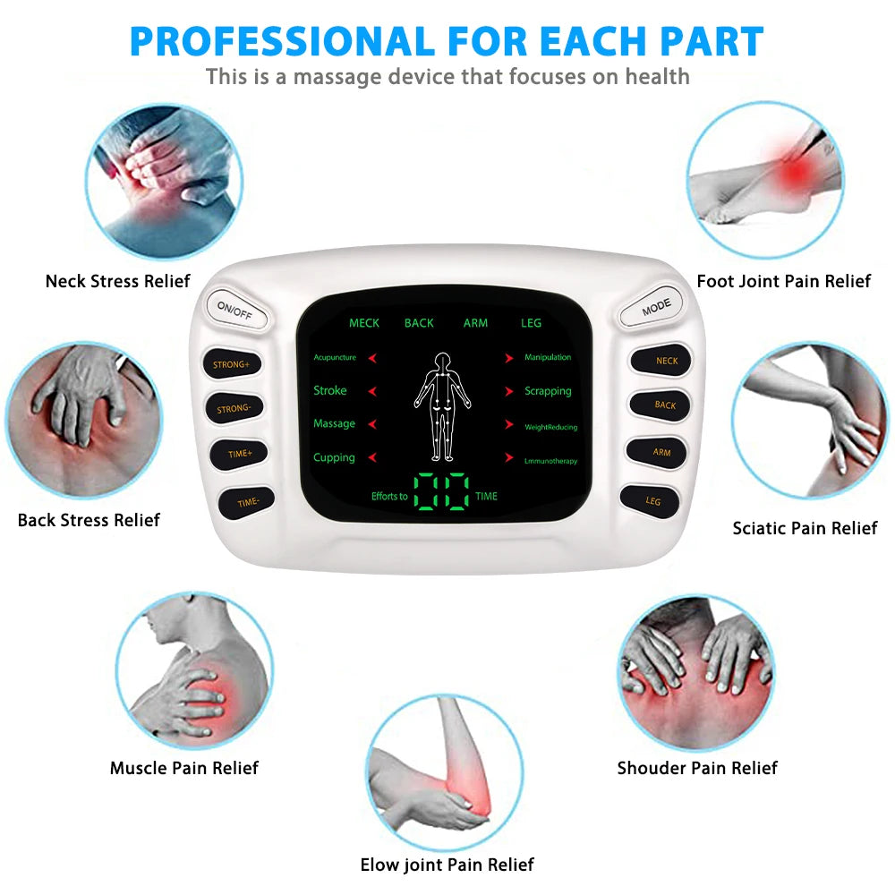 Full Set Electrical Muscle Stimulator + Slippers + Socks English Button Therapy Massage TENS Electronic Massager  Physiotherapy TENS Machine Health Care Supplies