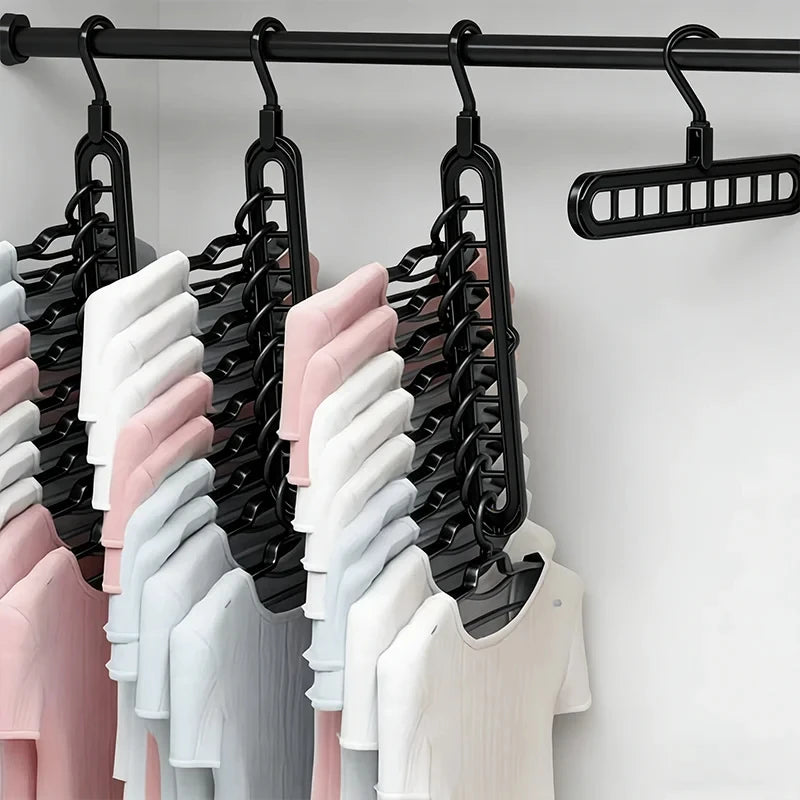 5 PCS Set 9-Hole Clothes Hanger Organizer Wardrobe Space Saving Storage Hanger for Clothes Folding Magic Hangers Closet Drying Racks Home Clothing Accessories