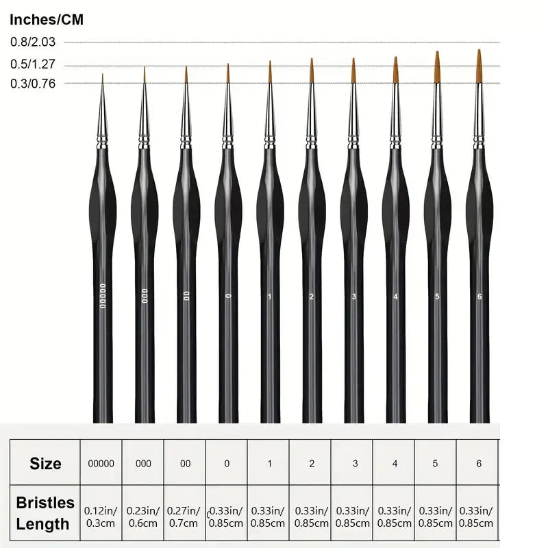 10 Pieces Fine Detail Paint Brush Miniature Painting Brushes Kit Mini Paints Brush Set for Acrylic, Watercolor, Oil, Face, Nail