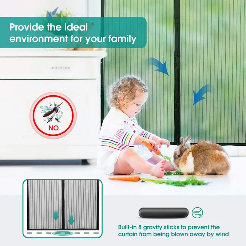 NEW Arrivals 80CMx210Cm - 2Mx240CM White/Gray/Black Color Magnetic Mosquito Net Tool-Free Summer Anti Bug Fly Door Curtains Mesh Automatic Closing Door Screen Kitchen Anti Bug Fly Door Screen