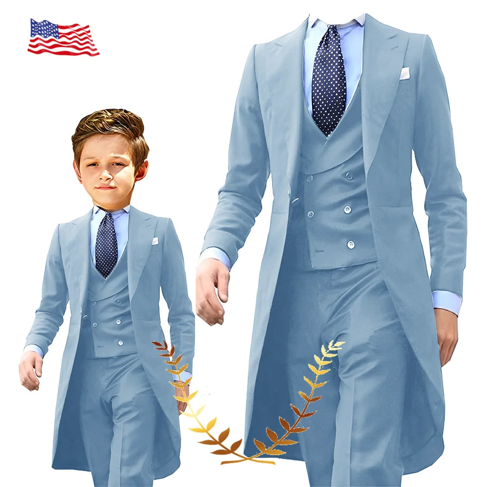 NEW Arrivals 3PCS Set Boys(3-16Yrs Old) Men S-5XL PLUS SIZE 5 Colors Formal Blazer Tuxedos Suit Wedding Evening Party Tuxedo Child Jacket Pants Vest Men Costume Groom’s Suit Luxury Fashion Apparel Supplies