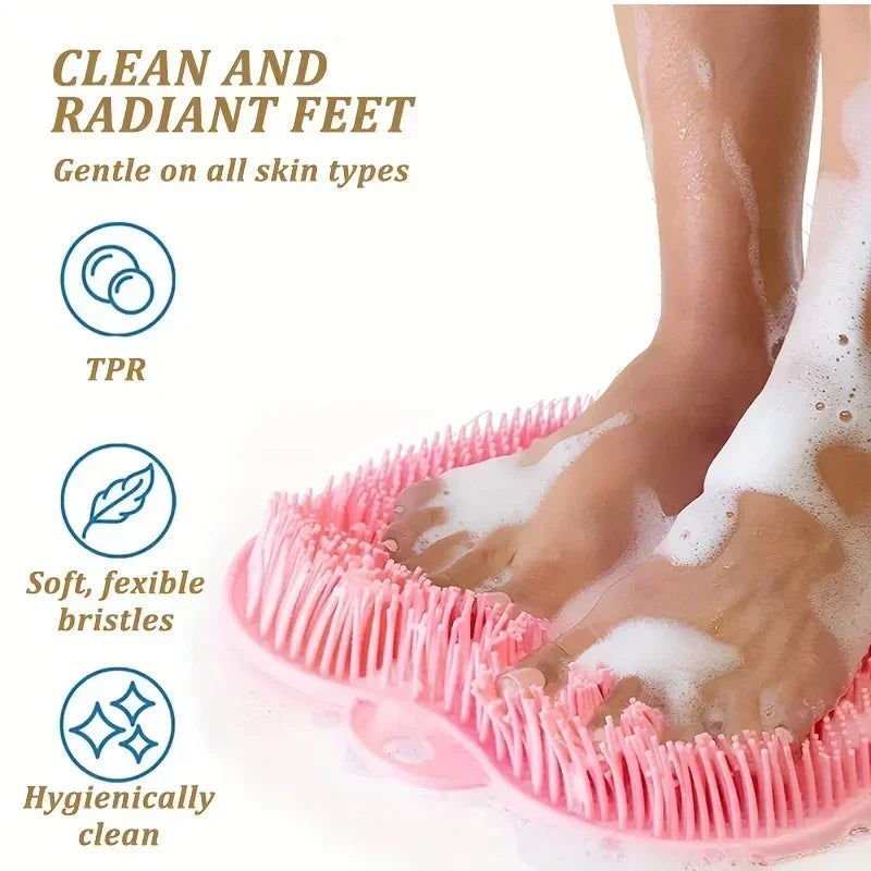 NEW Arrivals 5 Colors Back-Foot Wash Mat Silicone Sponge Body Brush in The Shower Reusable Wall Mounted Back Silicone Bath Foot Massage Pad Shower Home Supplies Bathroom Accessories