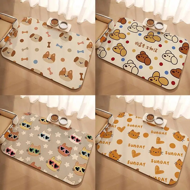 Pet Supplies Mat Domestic Cat Dog Feeding Mat Pet Placemat For Food Water Bowl With Waterproof Quick-Drying Floor Mat Pet Supplies