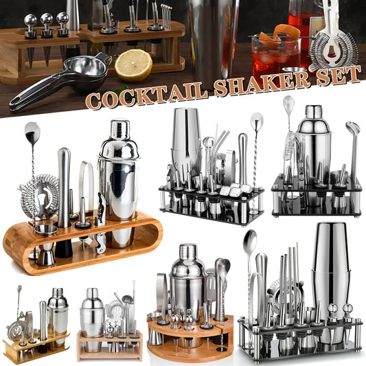 NEW Arrivals 25PCS Set Boston Cocktail Shaker Stainless Steel Mixer Bartender Tool for Bar Wine Martini Drink Whiskey Cocktail Mixer Shaker Set