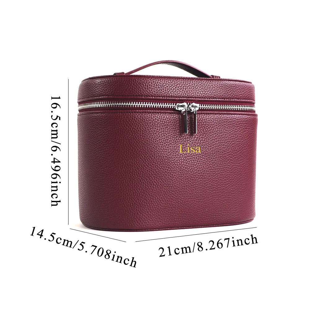 NEW Large-Capacity PU Leather Cosmetic Box with Internal Storage Box, Customizable Names and Letters, Travel Portable Cosmetic Bag