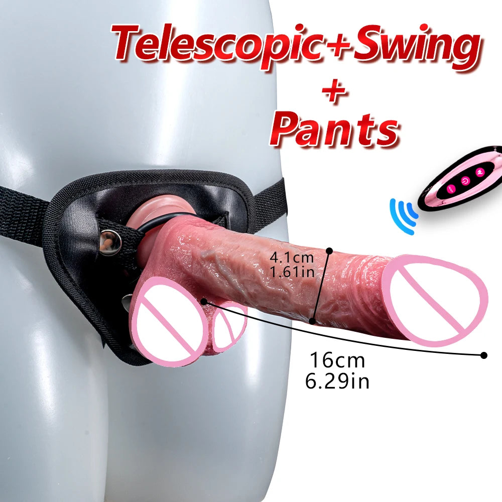 4 in 1 Sex Toys Powerful Thrusting Heating Remote Control Dildos for Women Realistic Penis Telescopic Rotation Rubber Dick Silicone Artificial Adult Supplies