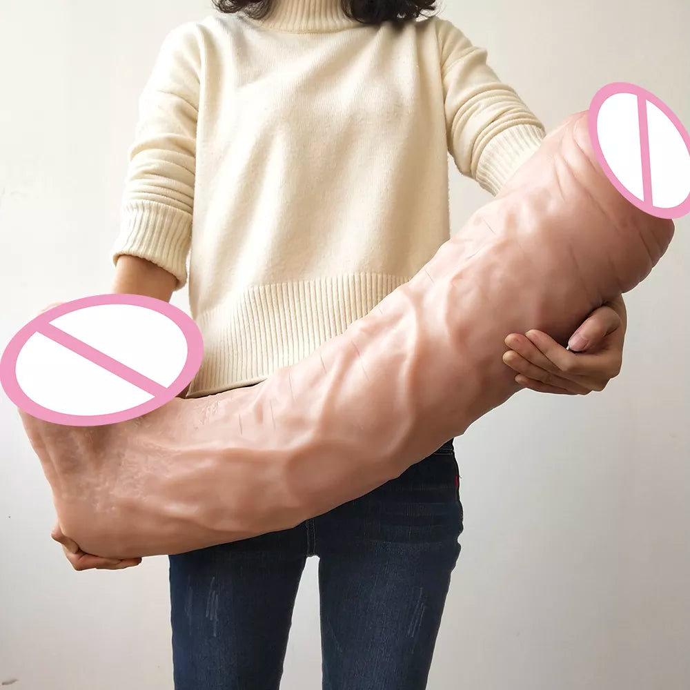 Adult Long giant dildo 66cm*15.5cm foreskin large girth super huge penis realistic massive cock artwork sex products big dong FAAK