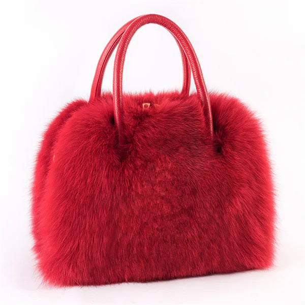 New Women's Clothing Designer Brand Luxury Real Fox Hair Large Capacity High-End Evening Party Business Dinner Handbag Charm Women's Fur Bag Purse Girls Ladies Luxury Fashion Apparel Accessories Clothing Supplies