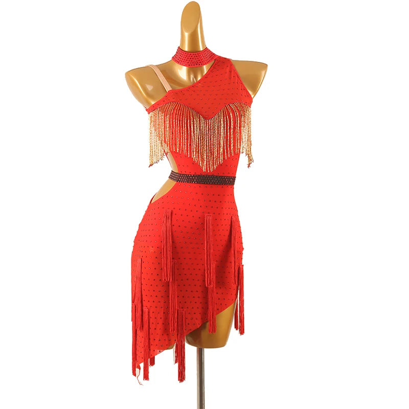 Low-Price Sales are Limited NEW S-2XL 4 Colors Latin Dance Competition Costume Salsa Tango Samba Dance Dresses Sexy Tassel Party Costume Fringe Dress Practice Clothing Ballroom Competition Dancing Dresses