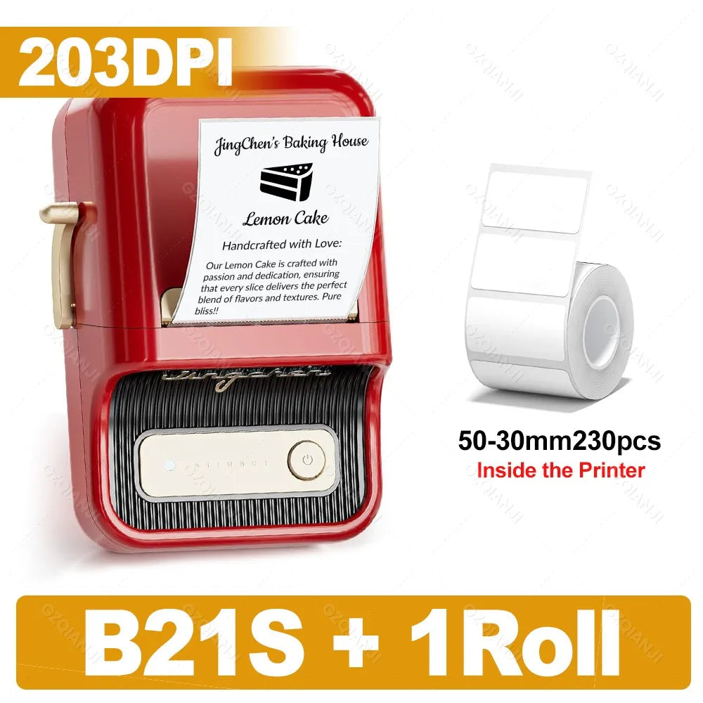 B21 PRO Mini Adhesive Label Printer Wireless Portable Thermal inkless Maker Photo Barcode Price Tag Sticker 200 300dpi