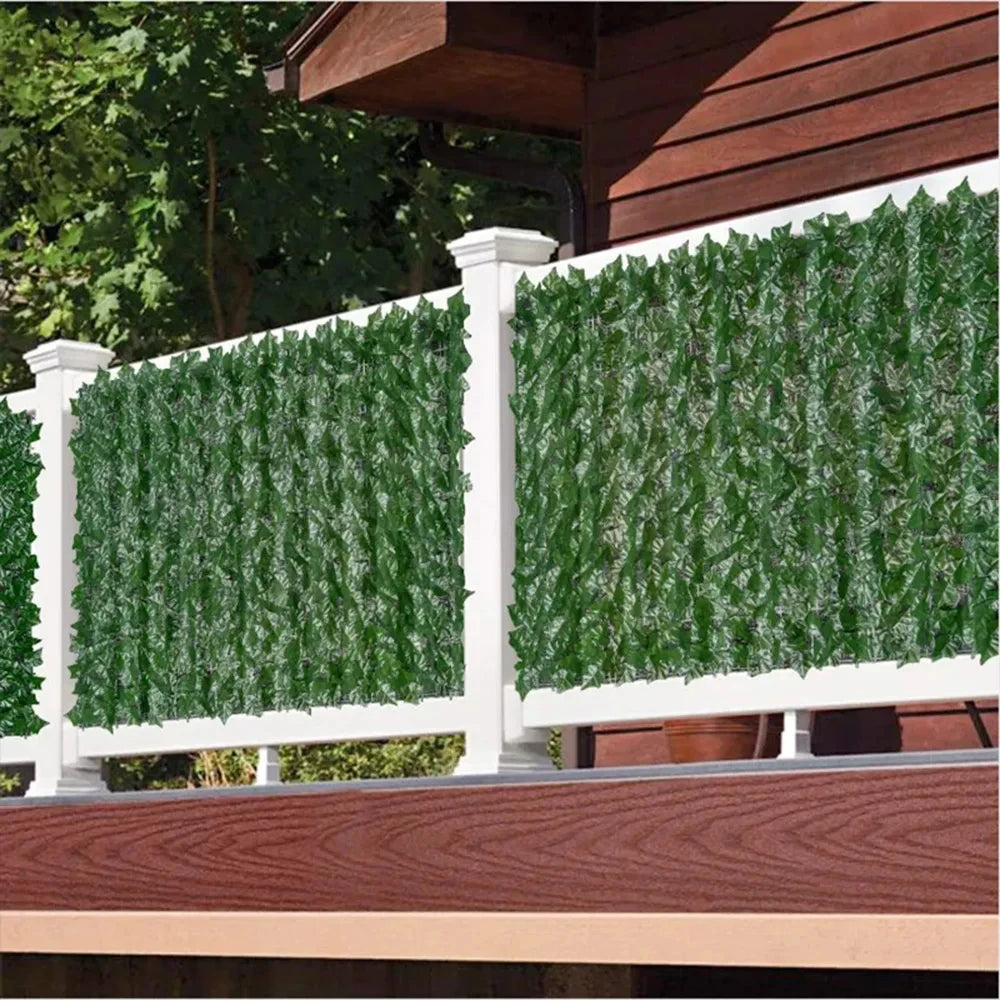 50X100cm Artificial Ivy Hedge Green Leaf Fence Panels Faux Privacy Fence Screen for Home Outdoor Garden Balcony Decoration