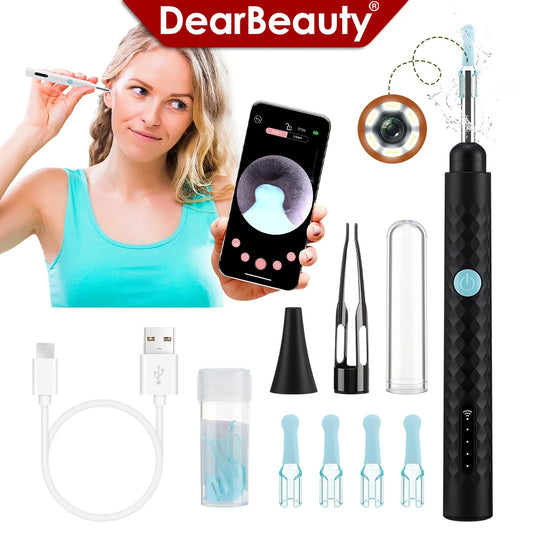 NEW Set Smart Visual Ear Camera Set HD 1080P with Wi-Fi Ear Pick Endoscope Otoscope Ear Cleaner with Tweezers Ear Wax Removal Tool Ear Spoon Case Hygiene Accessories Personal Care Supplies