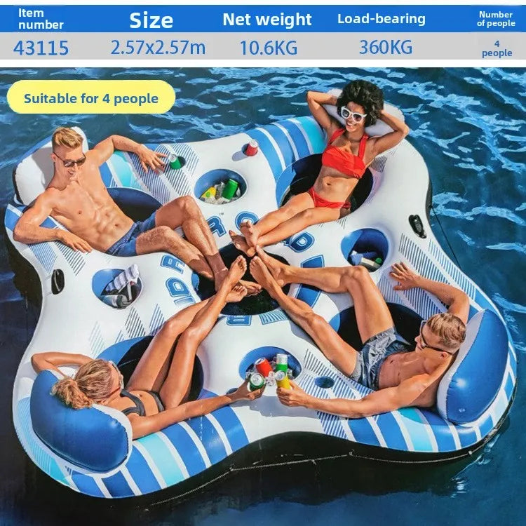 Large Inflatable Floating Island with Awning 8-10 People Floating At Sea Adult Household Floating Shade Boat Summer Ocean Family Party
