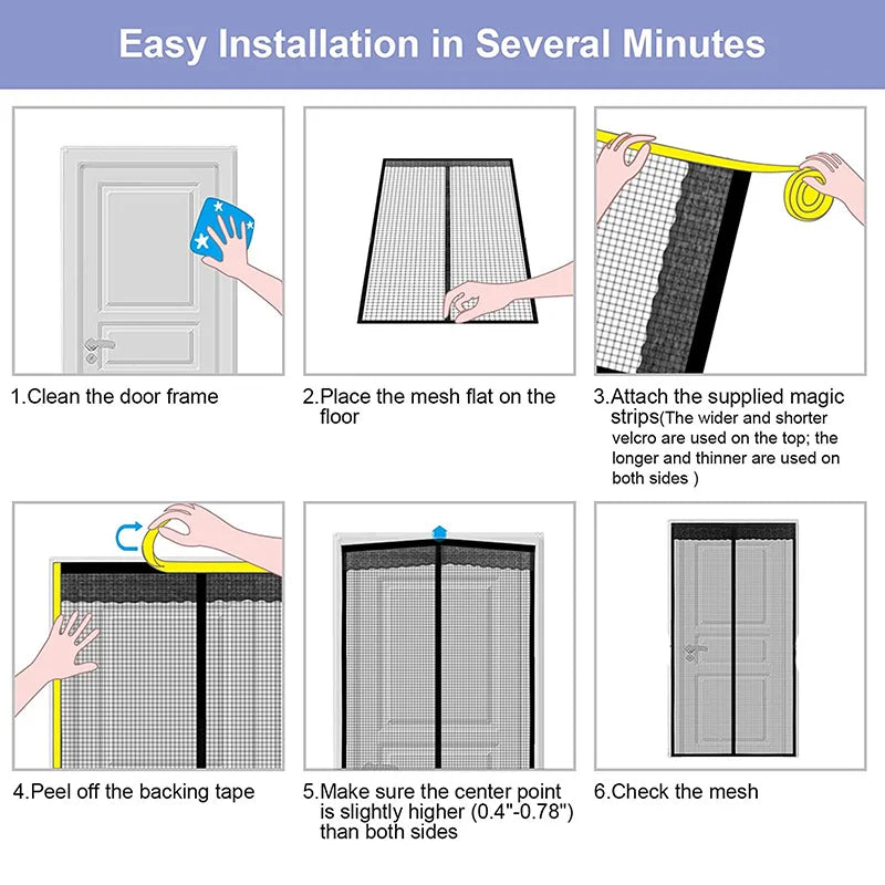 NEW Arrivals 80CMx210Cm - 2Mx240CM White/Gray/Black Color Magnetic Mosquito Net Tool-Free Summer Anti Bug Fly Door Curtains Mesh Automatic Closing Door Screen Kitchen Anti Bug Fly Door Screen