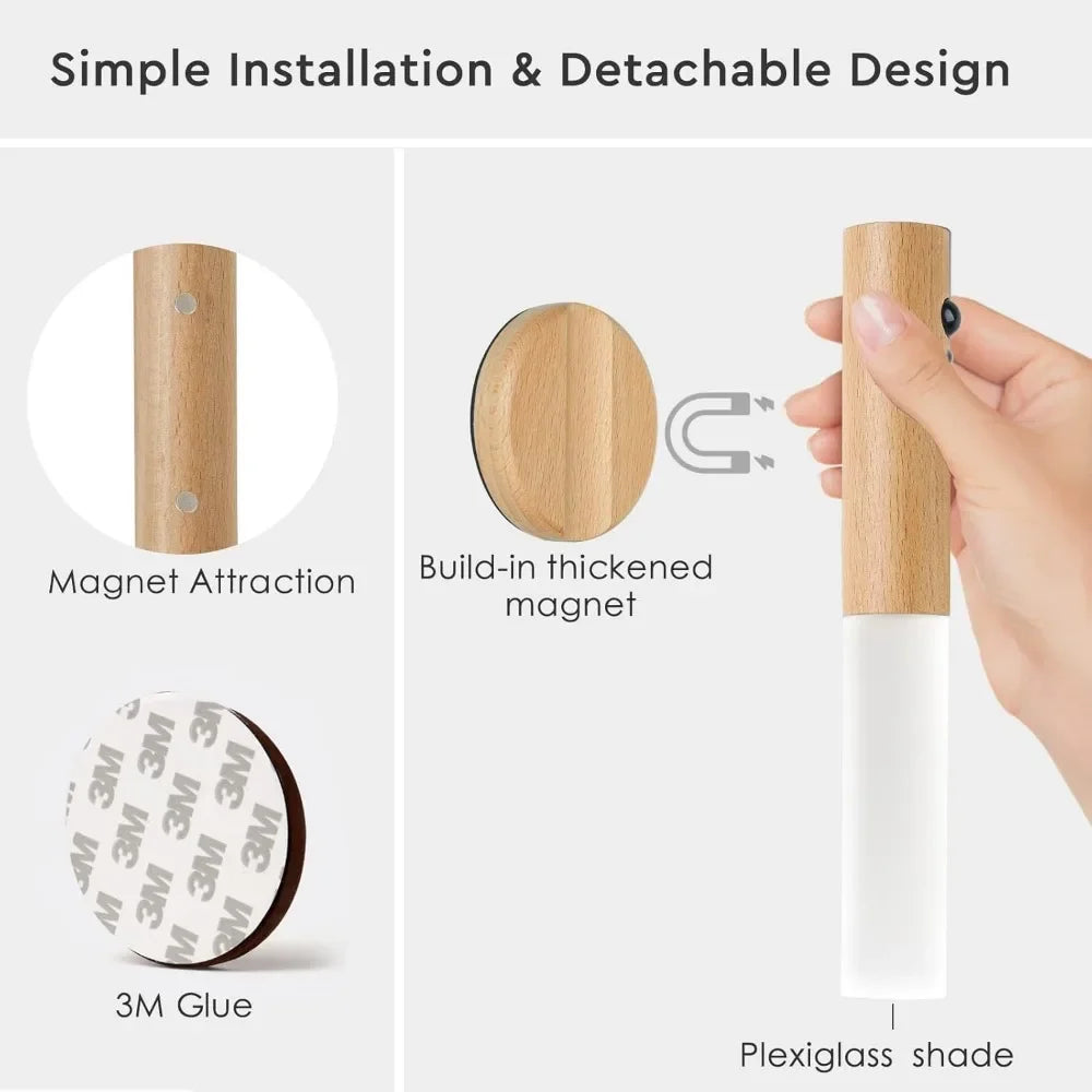 8 PCS Set Smart Motion Sensor Night Light Wireless Magnetic USB Rechargeable LED Wall Light for Corridor Bedroom Bathroom Kitchen