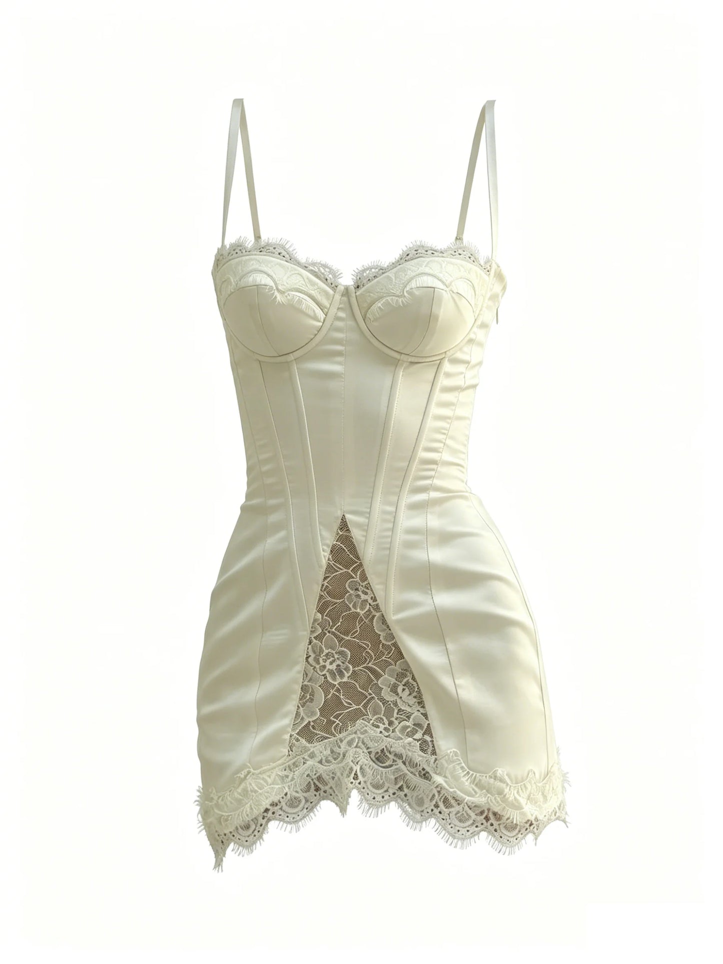 NEW Slimming Belted Front and Back See Through Lace Halter Sexy Dress French Style Sexy Short Figure-Hugging Summer Evening Bach Party Night Clubwear Prom Mini Dress Satin Fishbone