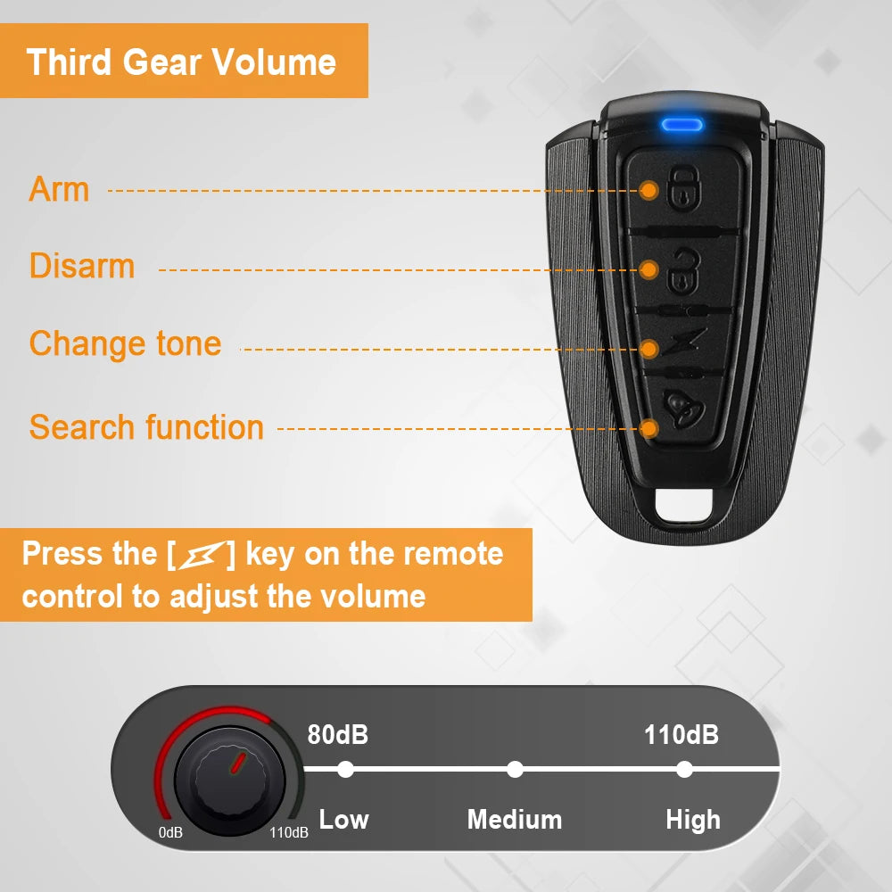 Wireless Bike Vibration Alarm Waterproof USB Charging Remote Control Motorcycle Electric Bicycle Security Burglar Alarm