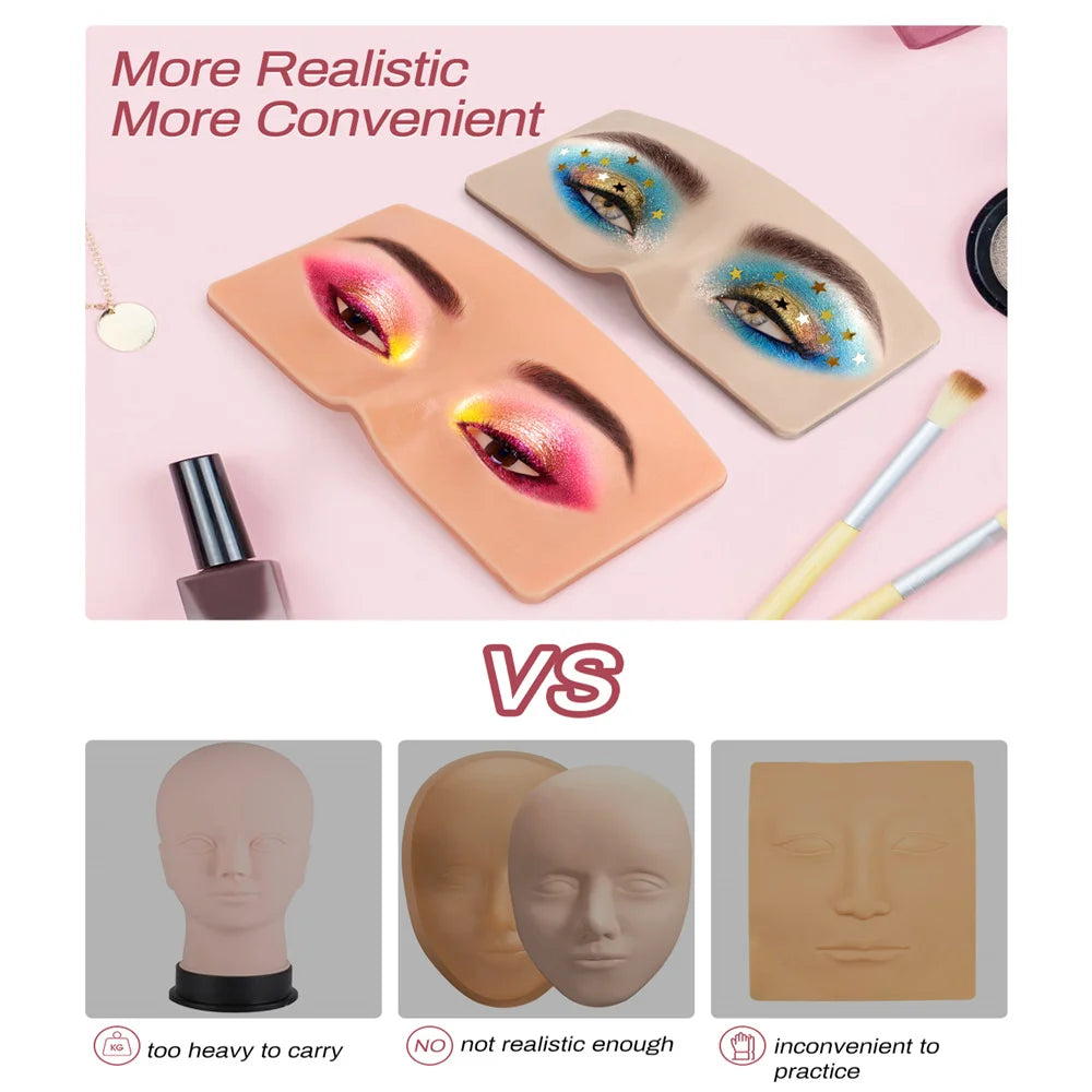 Reusable 5D Cosmetic Makeup Practice Mask Board Pad Skin Eye Face Solution Makeup Mannequin Silicone for Training Supplies