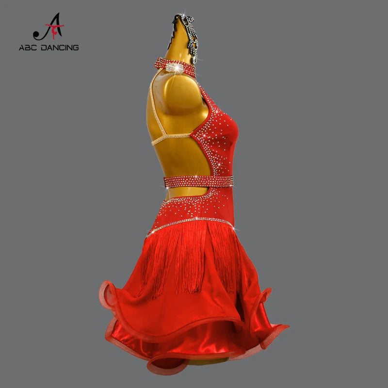 NEW Arrivals Luxury Latin Skirt Ballroom Competition Dance Samba Rumba Dress Stage Costume Dancewear Outfits Evening Girls Line Party Prom