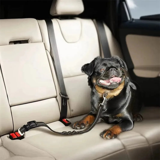 NEW Arrivals Reflective Dog Seat Belt - Adjustable and Durable Harness with Bungee Fabric Belt for Safe and Secure Car Travel Dogs Safety Accessories Pets Supplies