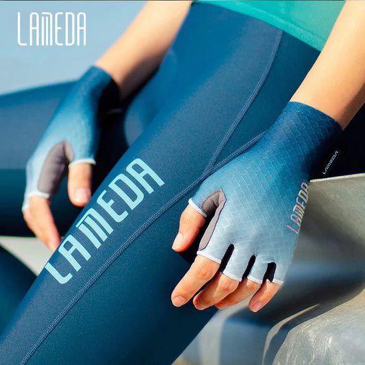 Original LAMEDA 4 Colors Professional Bicycle Gloves For Men Summer Half-Finger Road Bike MTB Cycling Gloves Man Shock-Absorbing Bike Apparel Accessories