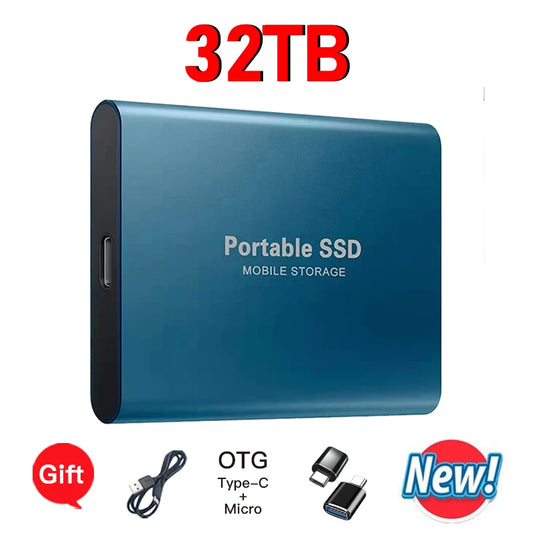 New Arrivals 32TB  Portable SSD  USB 3.2 Type-C External Hard Drive Fast Transfer  For Daily Storage Desktop PC Laptop Computer Accessories