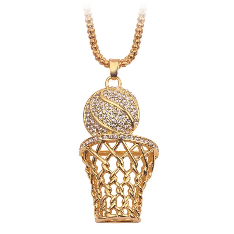 NEW Fashion Street Exaggerated Punk Basketball Pendant Necklace for Women Men Sports Hip Hop Chain Jewelry Accessories
