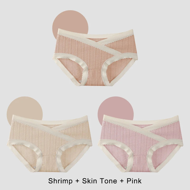 3PCS Set M-2XL Plus Size Soft Cotton Briefs V-Shaped Abdominal Support Under Panties Pregnancy Childbirth Female Underwear Pregnant Woman Women's Panties
