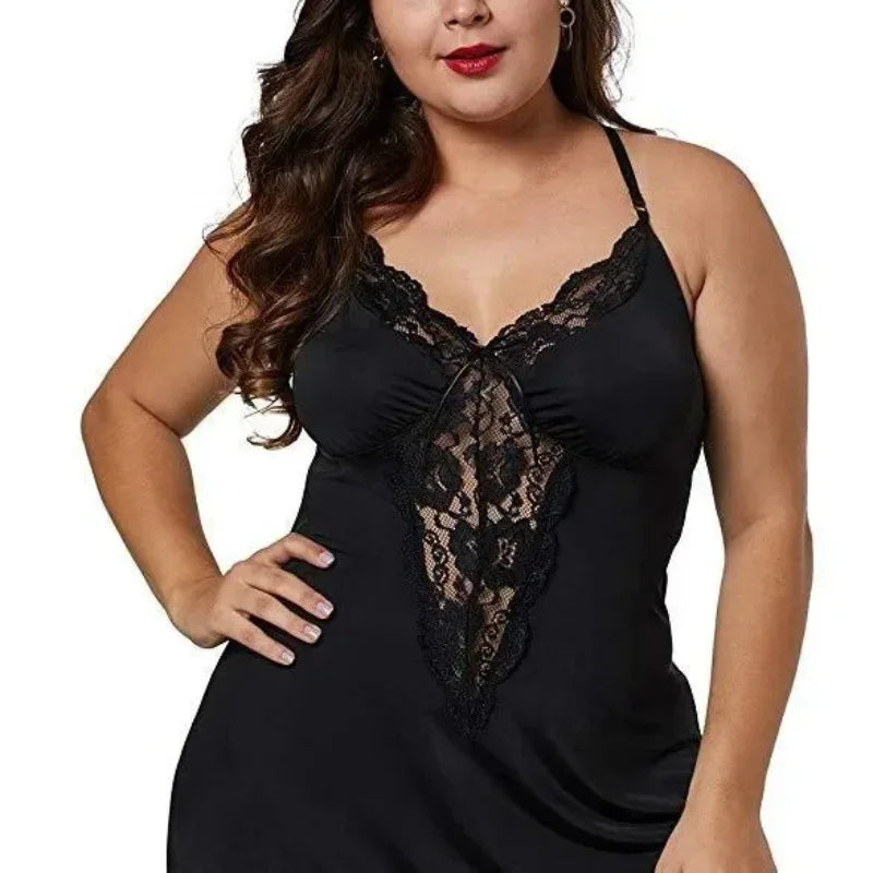 For Curvy Ladies UK Oversized L(60KG) 8 XL (150KG) 5 Colors Spaghetti Straps Nightgown Curvy Women Summer Lace Satin Sleepwear Plus Nightdress Big Women Pajamas Home Clothes Loungewear