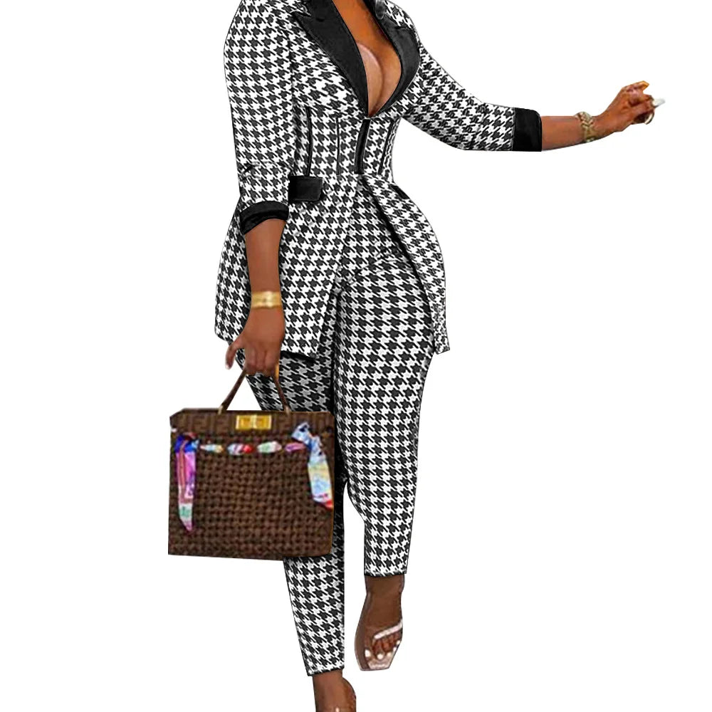 NEW Arrivals 2PCS Set 3 Colors Sexy Suit for Women Luxury Blazer + Pants Set  Long Sleeves Coats and Trousers Streetwear Female Autumn Winter Suit Ladies Luxury Fashion Clothing Supplies