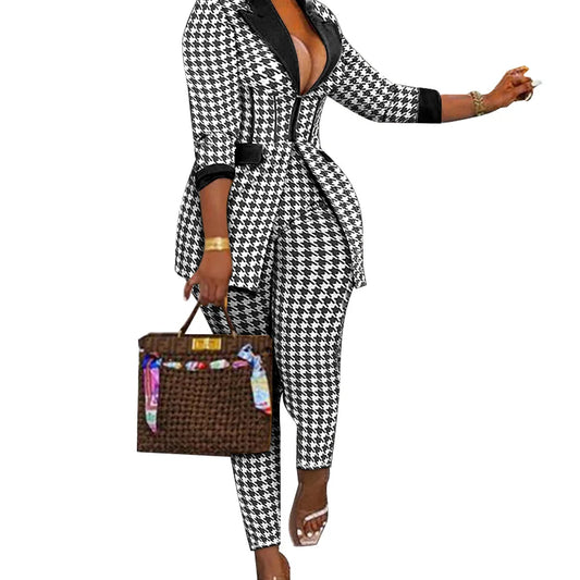 NEW Arrivals 2PCS Set 3 Colors Sexy Suit for Women Luxury Blazer + Pants Set  Long Sleeves Coats and Trousers Streetwear Female Autumn Winter Suit Ladies Luxury Fashion Clothing Supplies