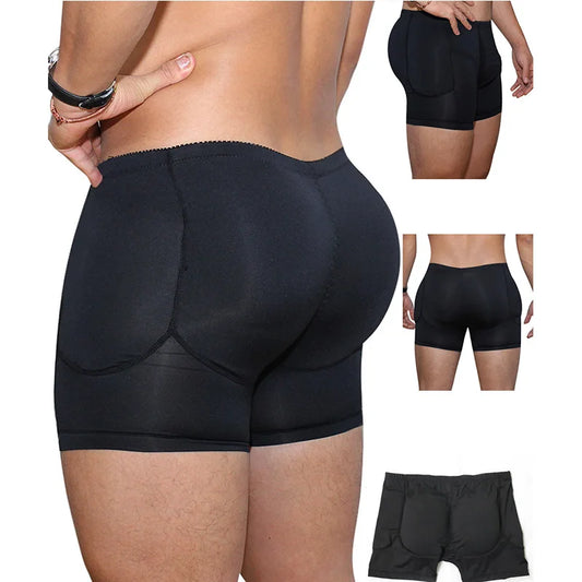S-6XL Plus Size Black and Beige Color Shapewear Men Body Shaper Hip Pad Filling Butt Lifter Builder Fake Ass Padded Panties Shorts Male Underwear