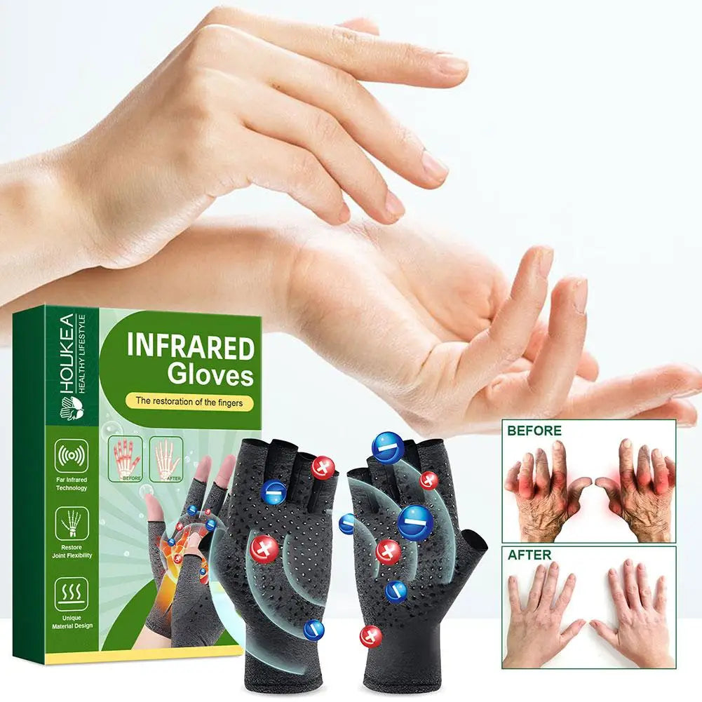 1 Pair Infrared Gloves Compression Arthritis Tendonitis Rheumatoid Therapy Treatment Gloves Wrist Support Practical Stimulating Circulation Gloves For Women Men Daily Activity