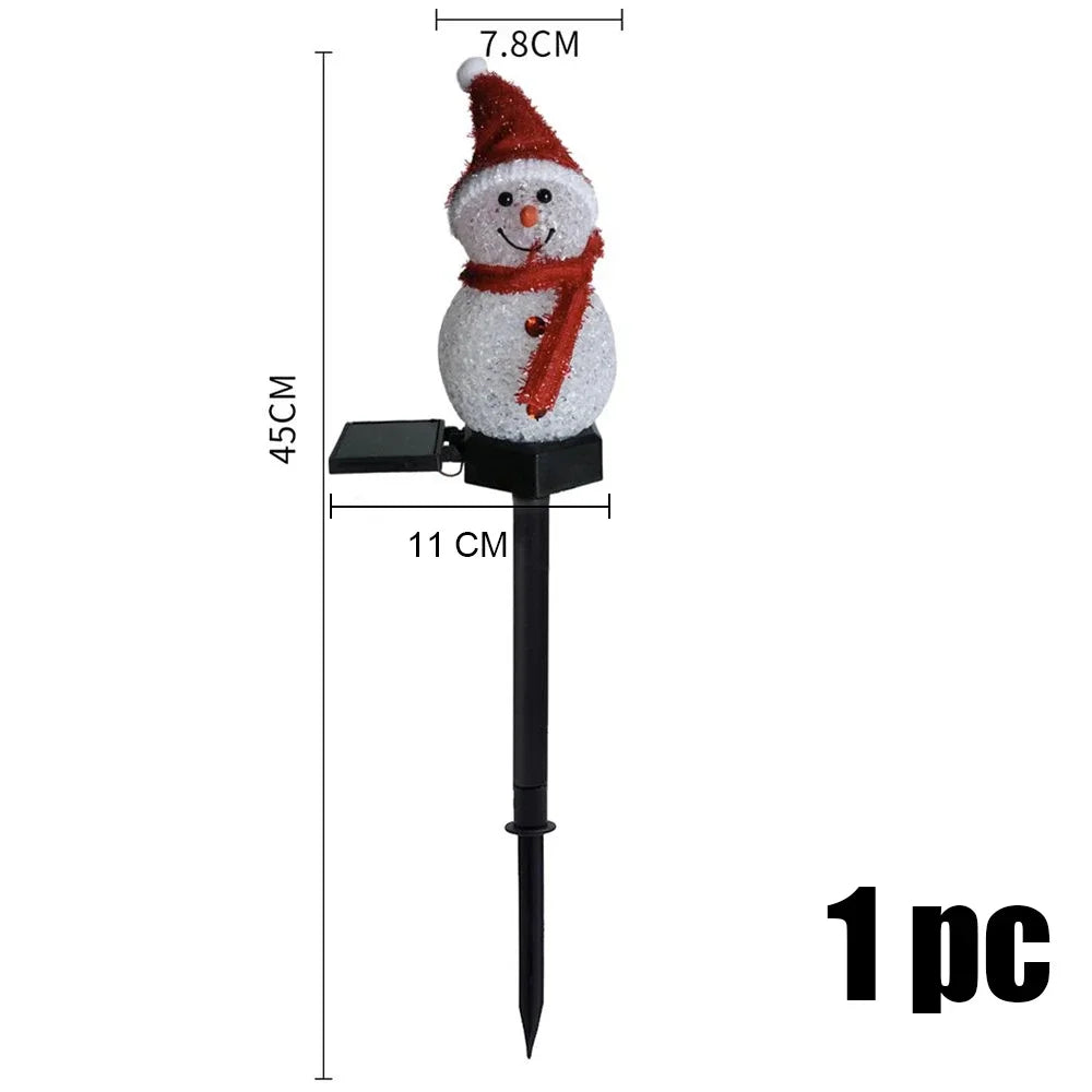 2PCS  Christmas Pathway LED Solar Lights Outdoor Waterproof Lawn Stake Lamp for Garden Decoration Yard Home Holiday Santa Claus