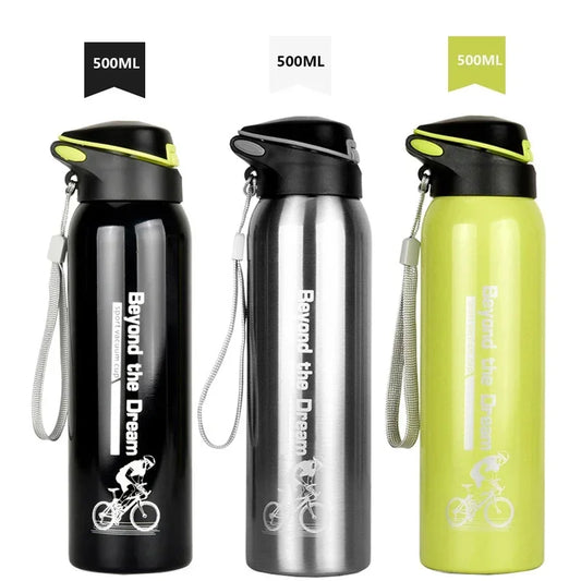 NEW Arrivals 500ML Outdoor Sport Bicycle Water Bottle Vacuum Stainless Steel Cycling Water Cup Thermal Drink Mug Travel Cycling Equipment Sports Supplies