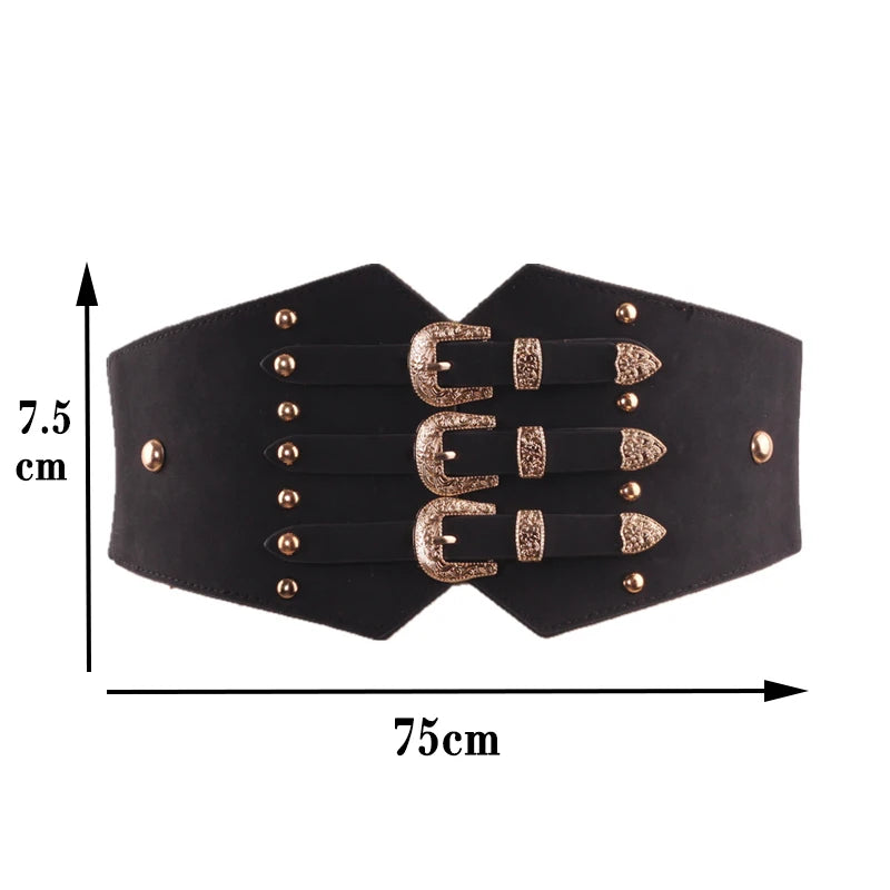 Women's Girls Under Bust Corset Retro PU Leather Metal Three Buckle Belt Ren Faire Costume Renaissance Outfits Female Ladies Fashion Underwear Products