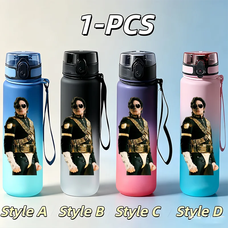 Michael Jackson Fans Character 650ml NEW Cool Gradient Water Cup, Vacation Gift, Portable Outdoor Travel Running Gym Cycling Water Bottle Sports Accessories Gifts