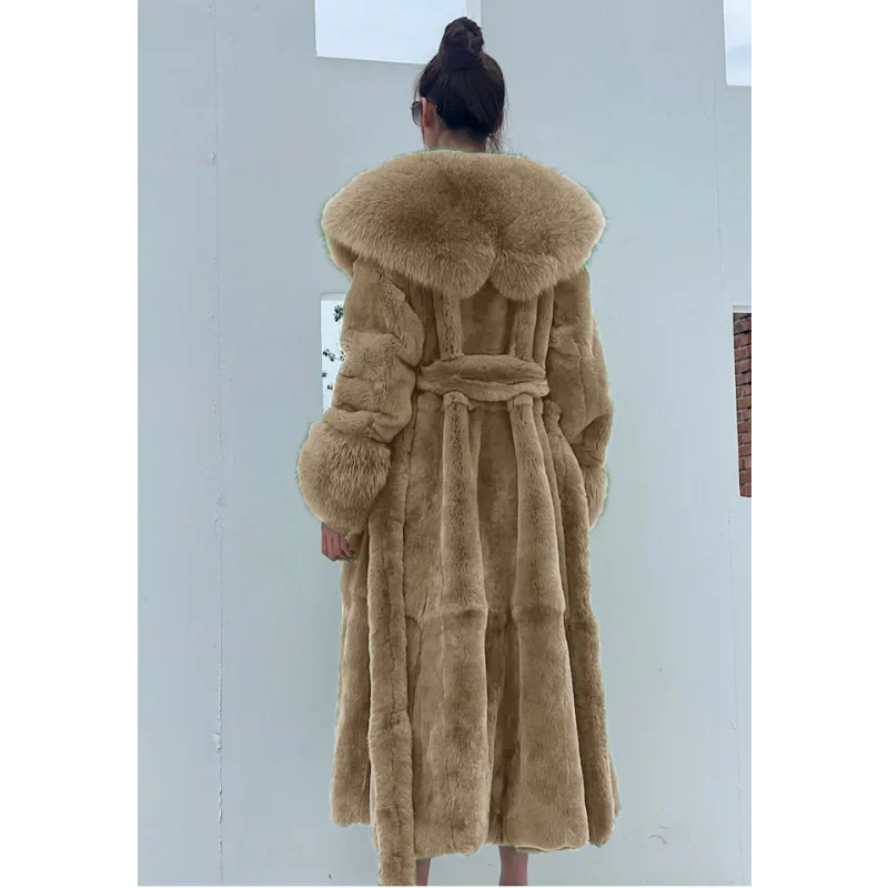 NEW Arrivals Women S-3XL Plus Size 8 Colors Luxury Long Fur Coat Women Winter War Snow Outerwear Evening Nightclub Party Faux Fur Coat Fashion Big Fur Collar Belt Ladies Luxury Fashion Clothing Supplies