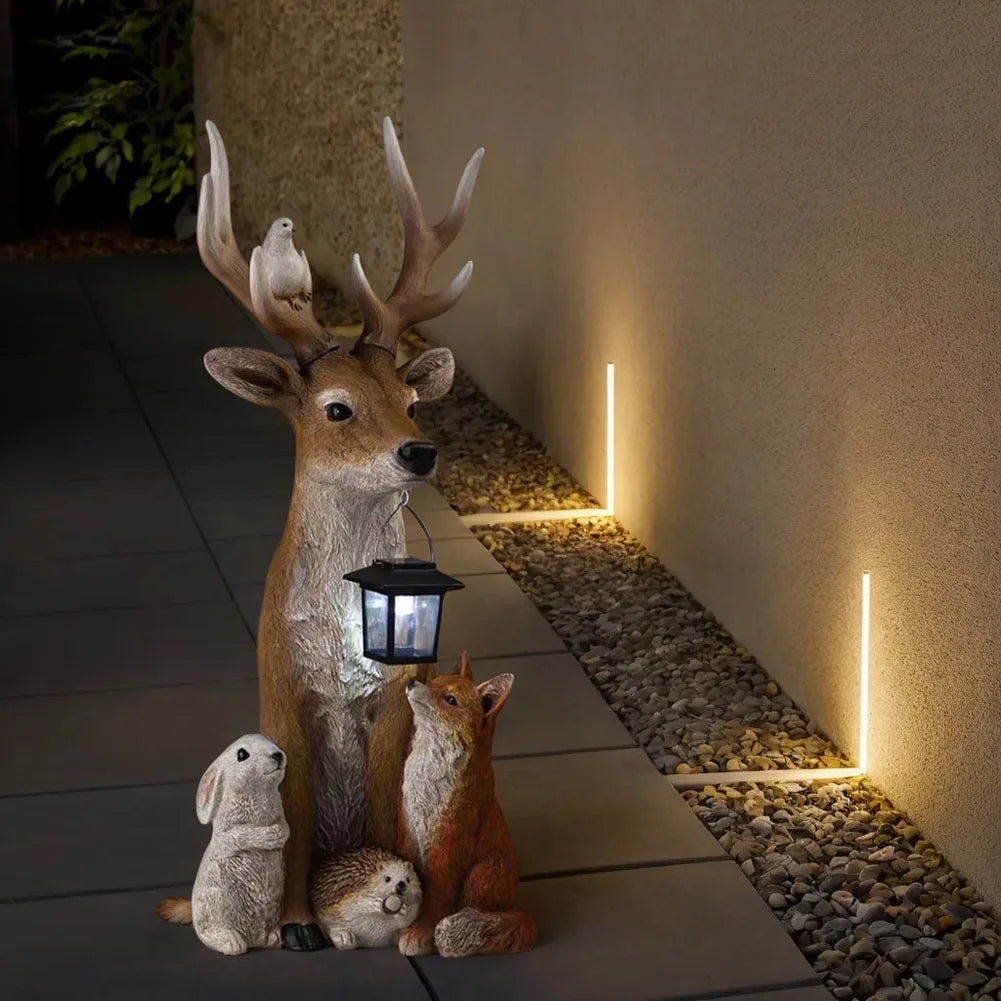 NEW Arrivals Solar Christmas Deer Decoration Light LED Reindeer Elk Luminous Sculptures Garden Lawn Outdoor Garden Courtyard Lawn  Christmas Ornaments New Year Eve Decor Accessories Set Supplies