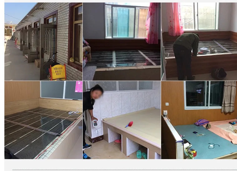 NEW All Sizes 220V 50cm Width x 400cm Healthy Floor Heating Infrared Underfloor Heating Carbon Film Heater Electric Floor Warming Mat 220W