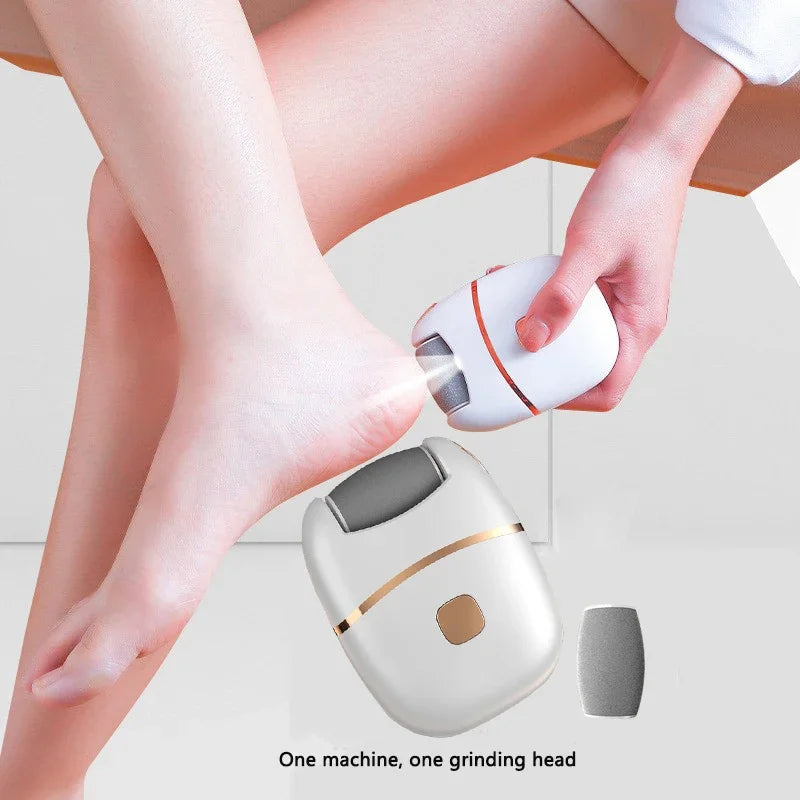 NEW 1 PC Electric Foot Grinder, Rechargeable Thick Leather Polishing Foot Grinder, and 2 Different Thickness Grinding Heads Callus Remover Device Pedicure Accessories